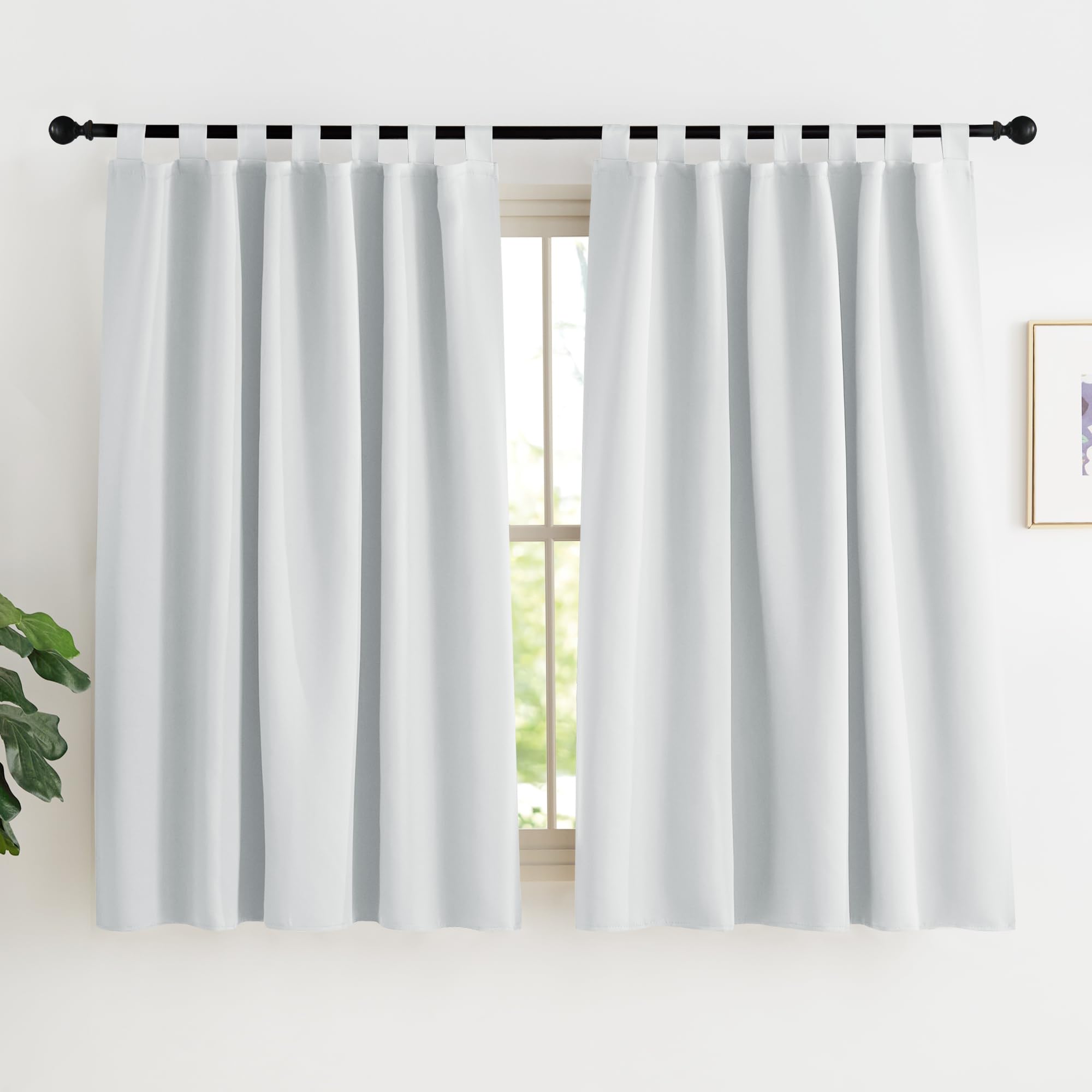 KGORGE Schlaufenvorhang Blickdicht Kurz Schlaufenschal 2er Set Vorhänge Scheibengardinen Modern Vorhang Schlafzimmer Verdunklungsvorhänge Thermo Gardinen Küche