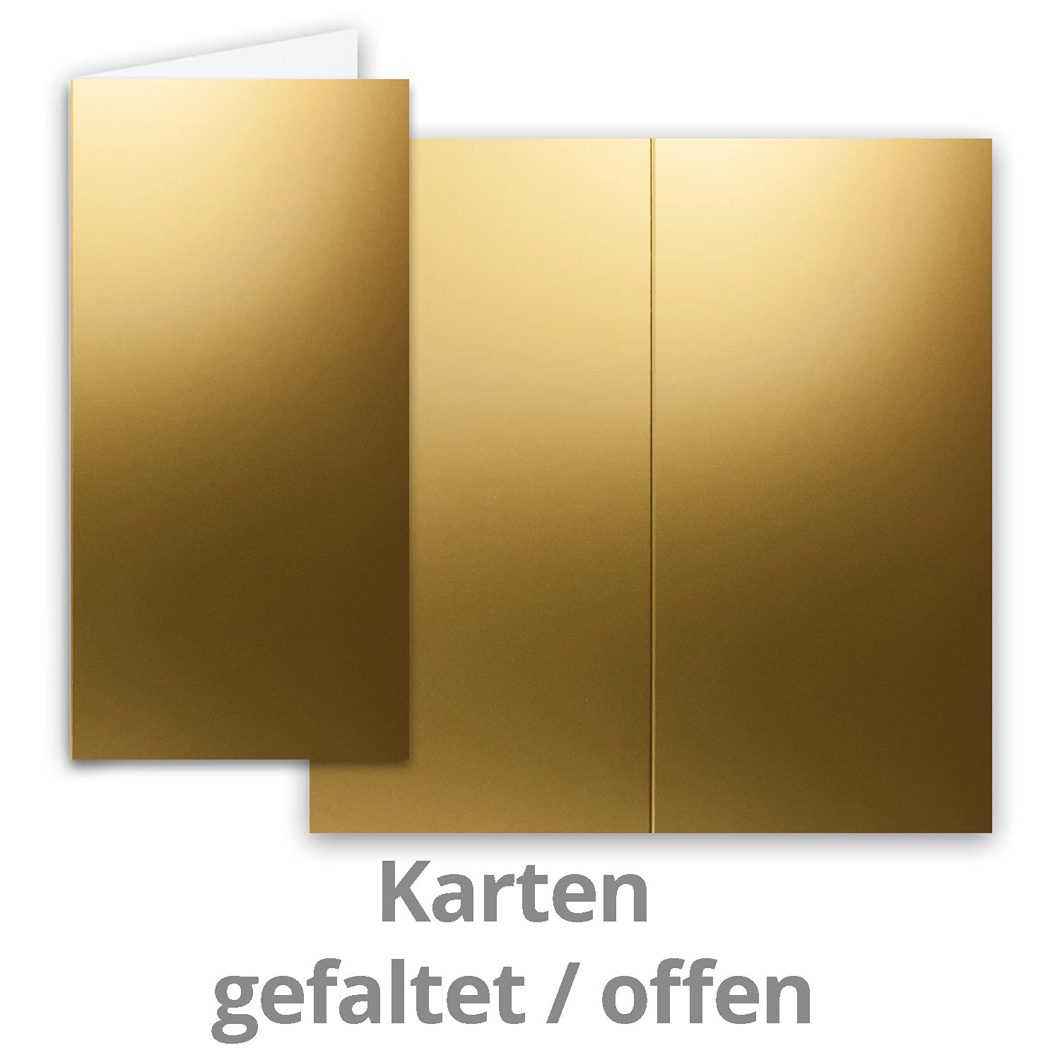 400x Faltkarten SET mit Brief-Umschlägen und Einlege-Blätter - Gold (Metallic) - DIN Lang - 10,5 x 21 cm - FarbenFroh by GUSTAV NEUSER