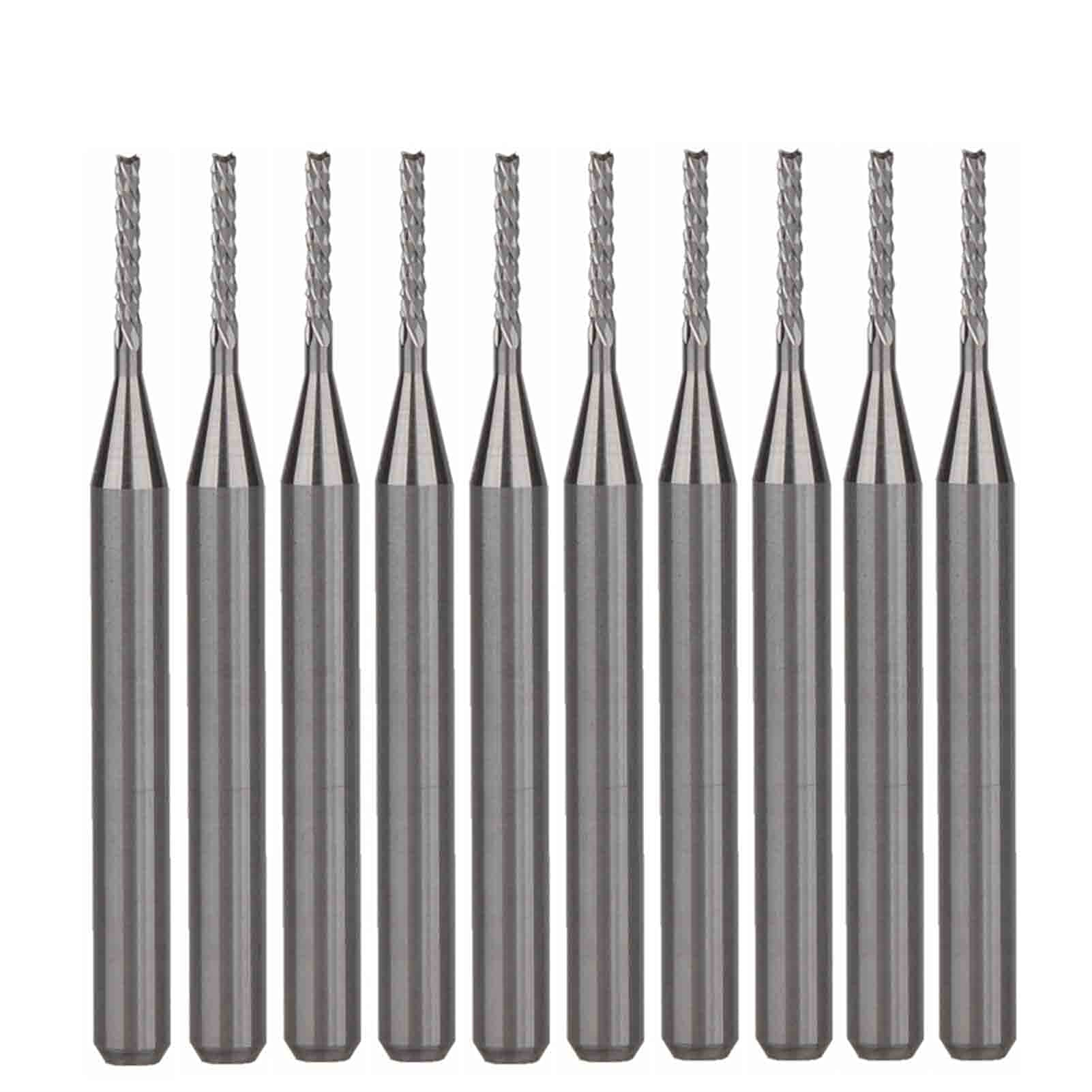 BERWENNY 10Pcs 3.175/1.0/7.0mm Left-Hand Down Cut End Mills Corn Teeth Bit Milling Cutter