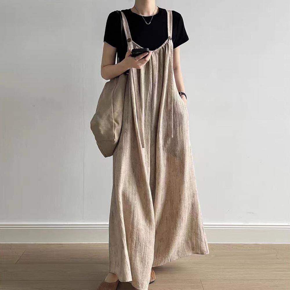 Japanese style lazy overalls for women, loose and casual, wide leg jumpsuit pants - Image 3