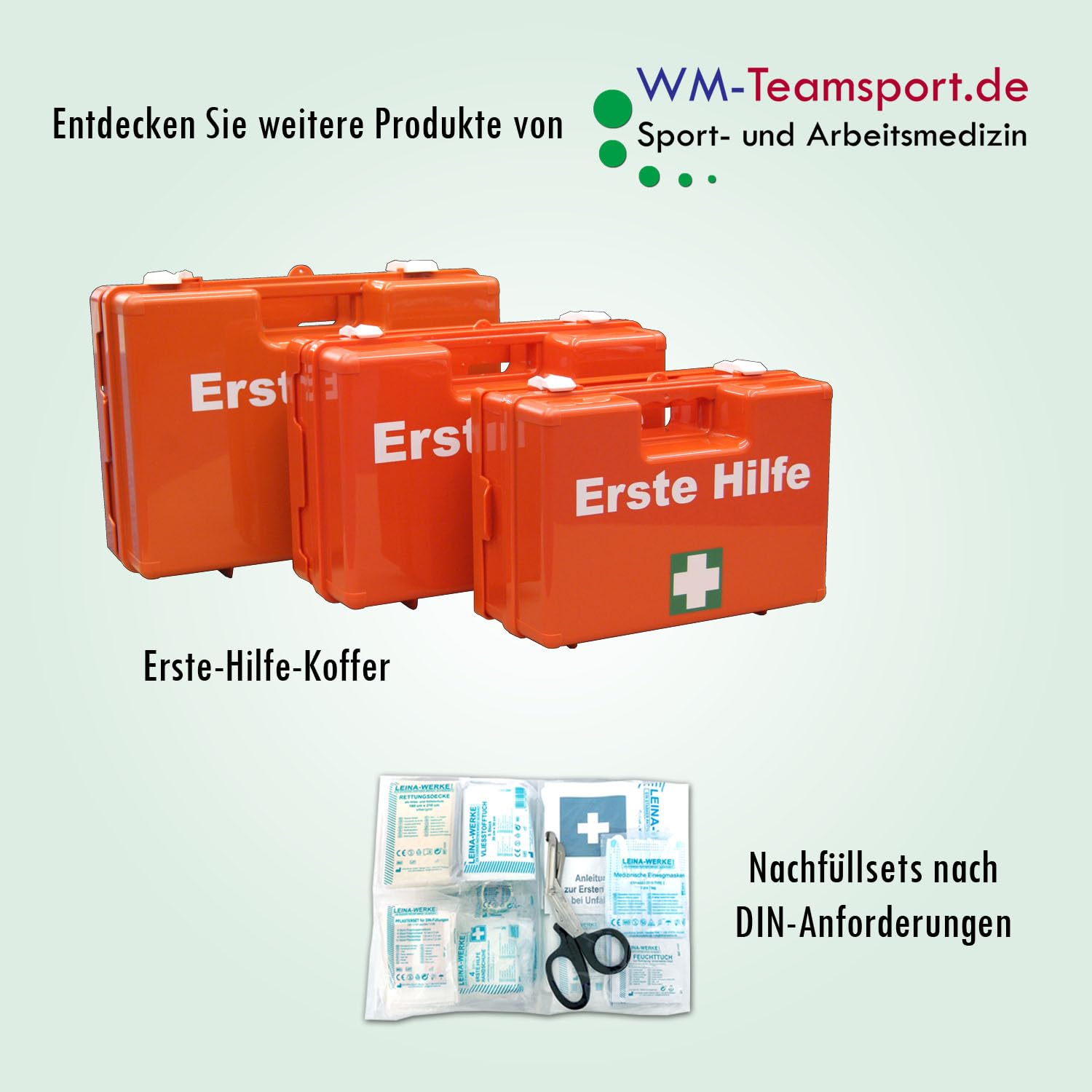 Betriebs-Verbandkasten DIN13157 mit Halterung Made in Germany + BG-Info-Paket mit Aushang Erste-Hilfe + Sicheitszeichen + Verhalten bei Unfällen + Verhalten im Brandfall