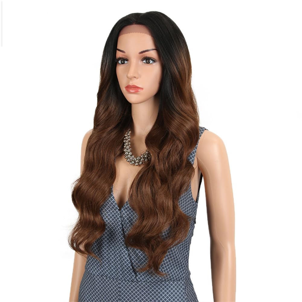 Youllyuu 13X4 Synthetic Lace Front Wig 28 Inch Ombre Blonde Long Wavy Wigs Ombre Lace Front Wig For Women RT4-86D 130%#Lace Medium Part Wig#28inches