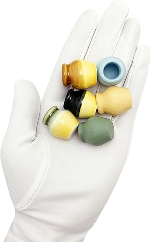 Miniatura 6 de Macetas de terracota en miniatura, 6 piezas de mini macetas de cerámica de arcilla para bricolaje 1:12 casa de muñecas de jardín de hadas, plantas