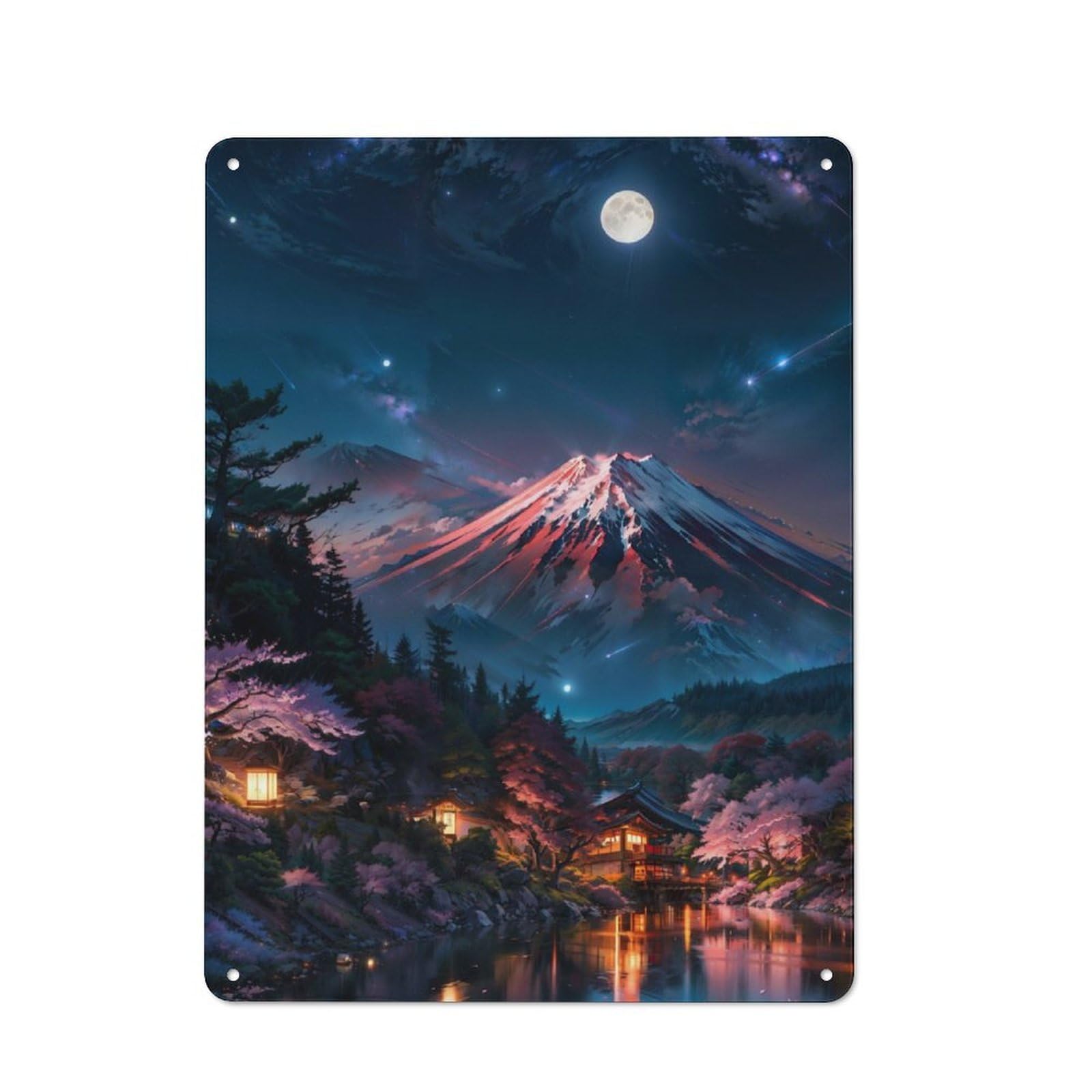 Junmoney Cherry Blossom Japan Vintage Tin Wall Plaque 40X30cm For Workshop Wall, A Decorative Christmas Gift For Makers And Diy Enthusiasts
