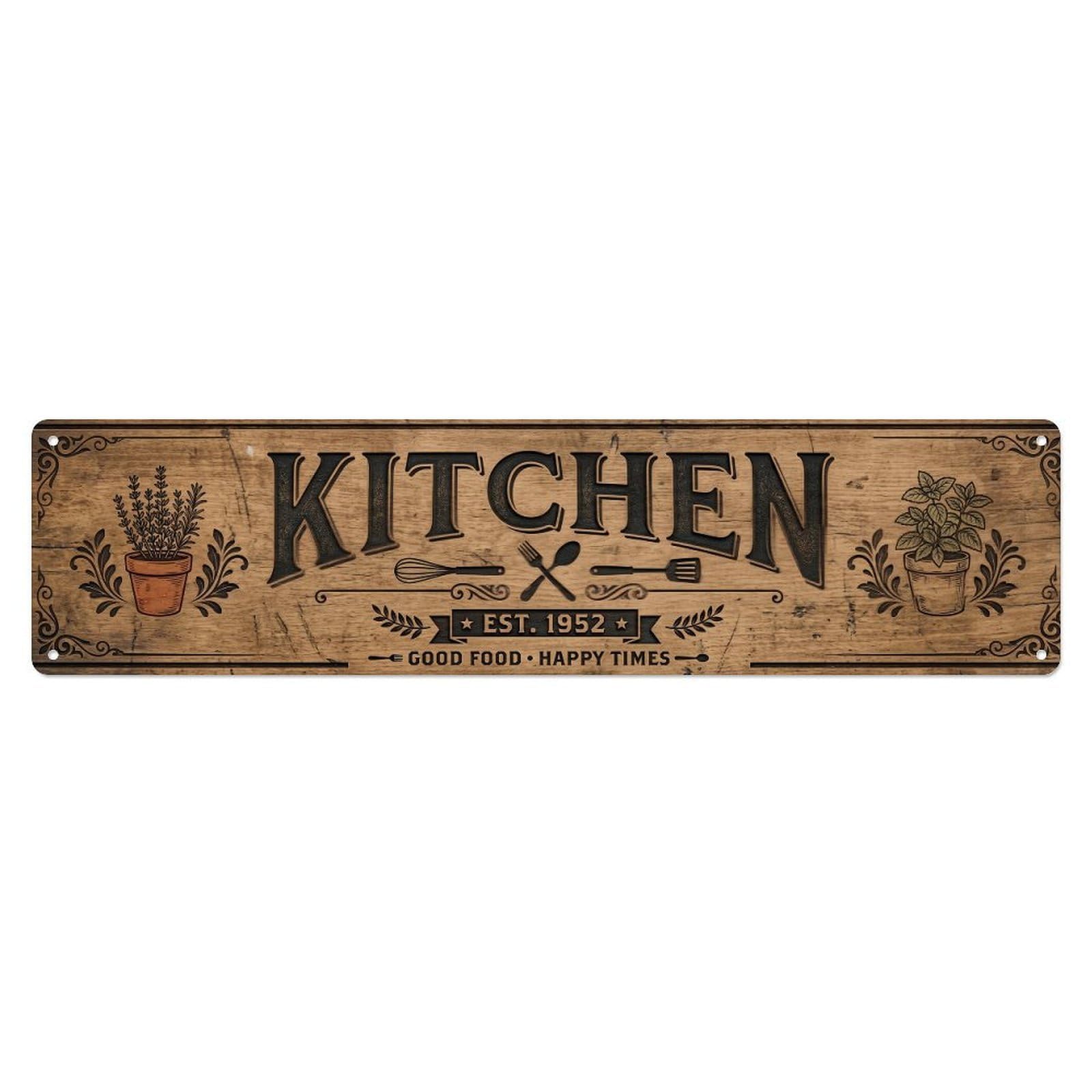 Kitchen Wooden Utensils Retro Culinary Zone Vintage Metal Tin Sign Wall Decor for Cafe, Club, Garden Metal Poster 4x16Inch