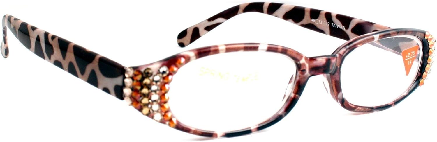 NY FIFTH AVENUE Isabella, Women Reading Glasses w (L. Colorado, Cooper) Crystal (Tiger, Giraffe, Zebra Print (Wide)