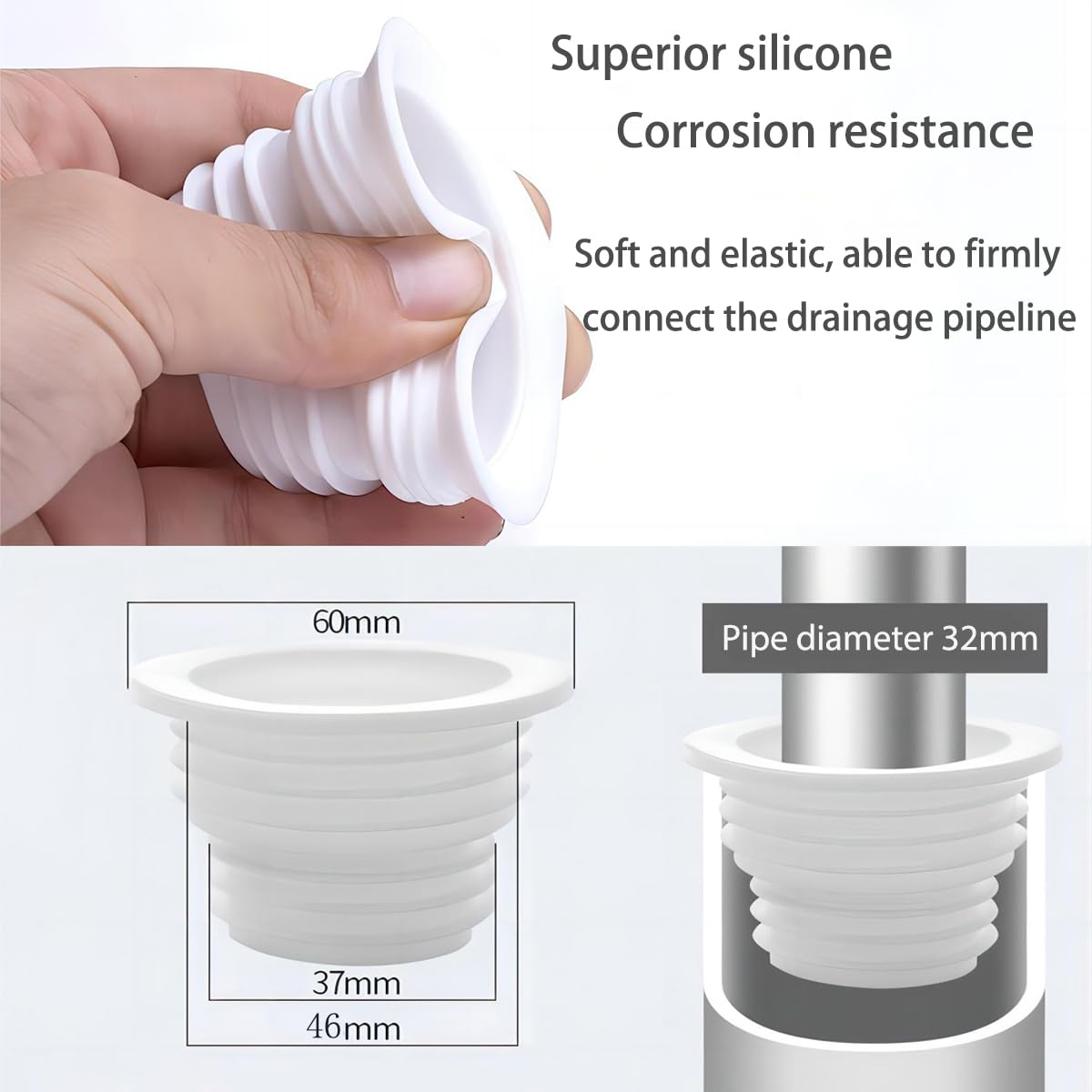 Qrity 3-Wege Ablaufverbinder Für Waschmaschine - Geruchsstopper Mit Magnetverschluss, Passt Auf 50mm PVC Rohre