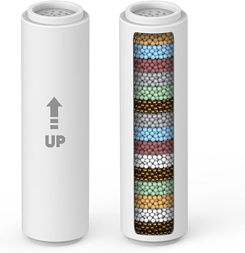 Pavezo® Filtro de ducha para cabezal de ducha de mano 【Pavezo No.MQWY001】Paquete de 2 filtros de repuesto de 15 etapas para agua dura, reduce el