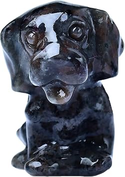 Flame Stone Dog Crystal Statue Healing Crystal Reiki Meditation Pocket Gem Guardian Sculpture Home Study Table Desk Decor Collection Gift for Loved Ones