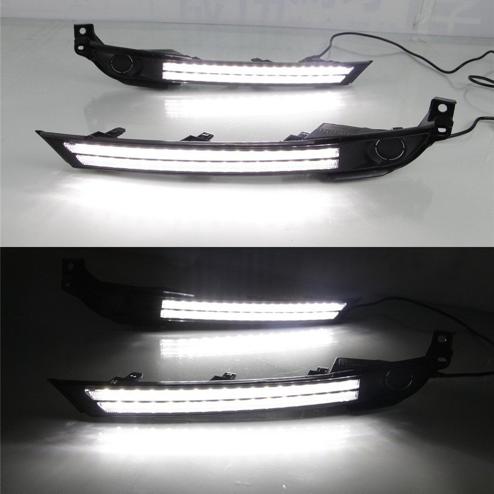 Luces diurnas LED DRL para Mazda CX-5 CX-8 2017-2021 Sin la versión de la lámpara antiniebla, LED parachoques delantero DRL + amarillo Streamer luces de señalización