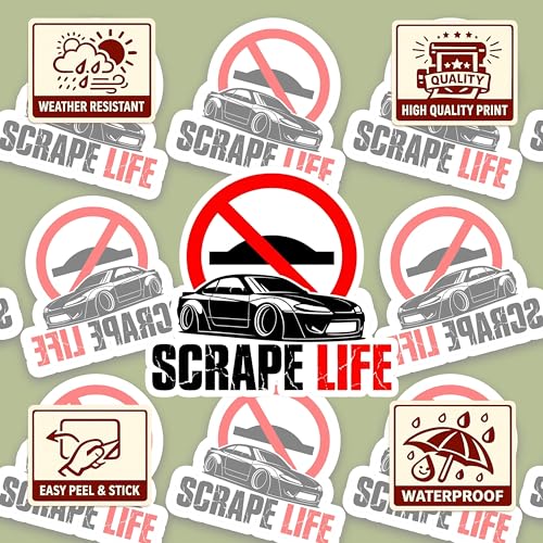 Image of 3PCS Scrape Life Car Stickers, Lowered Stance Car Waterproof Vinyl Decals Up to 3 inch for Bumper Truck Laptop Toolbox, Funny Car Guy Gift
