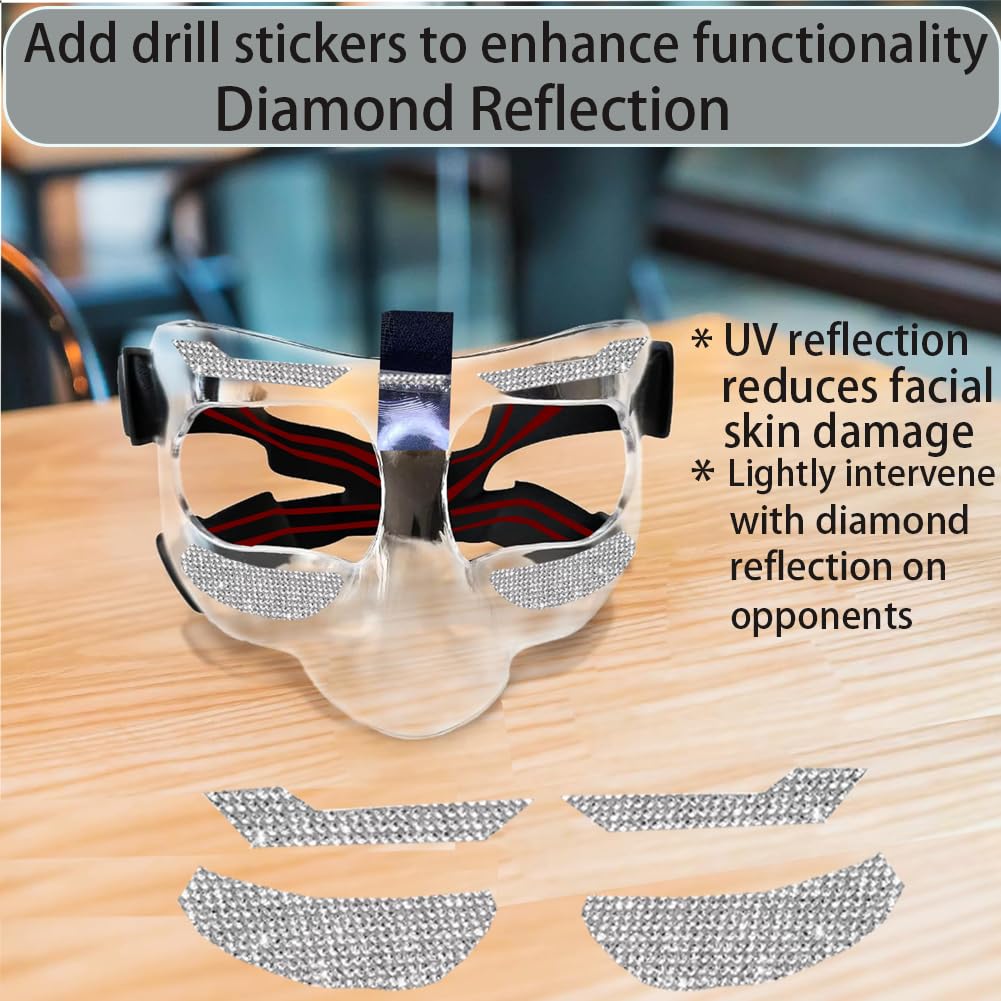 Nose Guard for Broken Nose Protective Face Masks for Basketball and Soccer Sports Adjustable Face Mask with Foam Padding for Men and Women with Drill