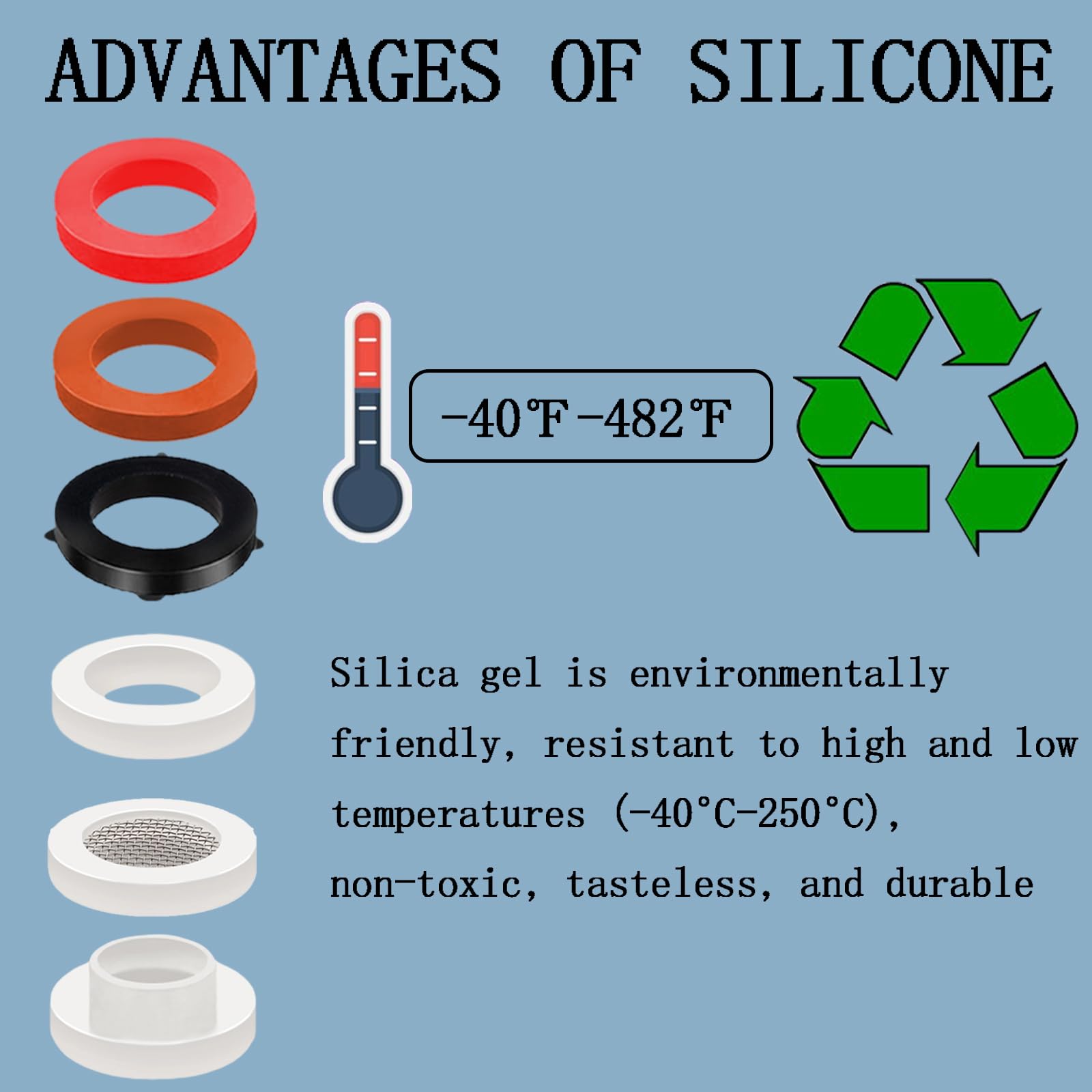 Plumbing Gasket Kit - 70 Pcs Silicone Washers -5