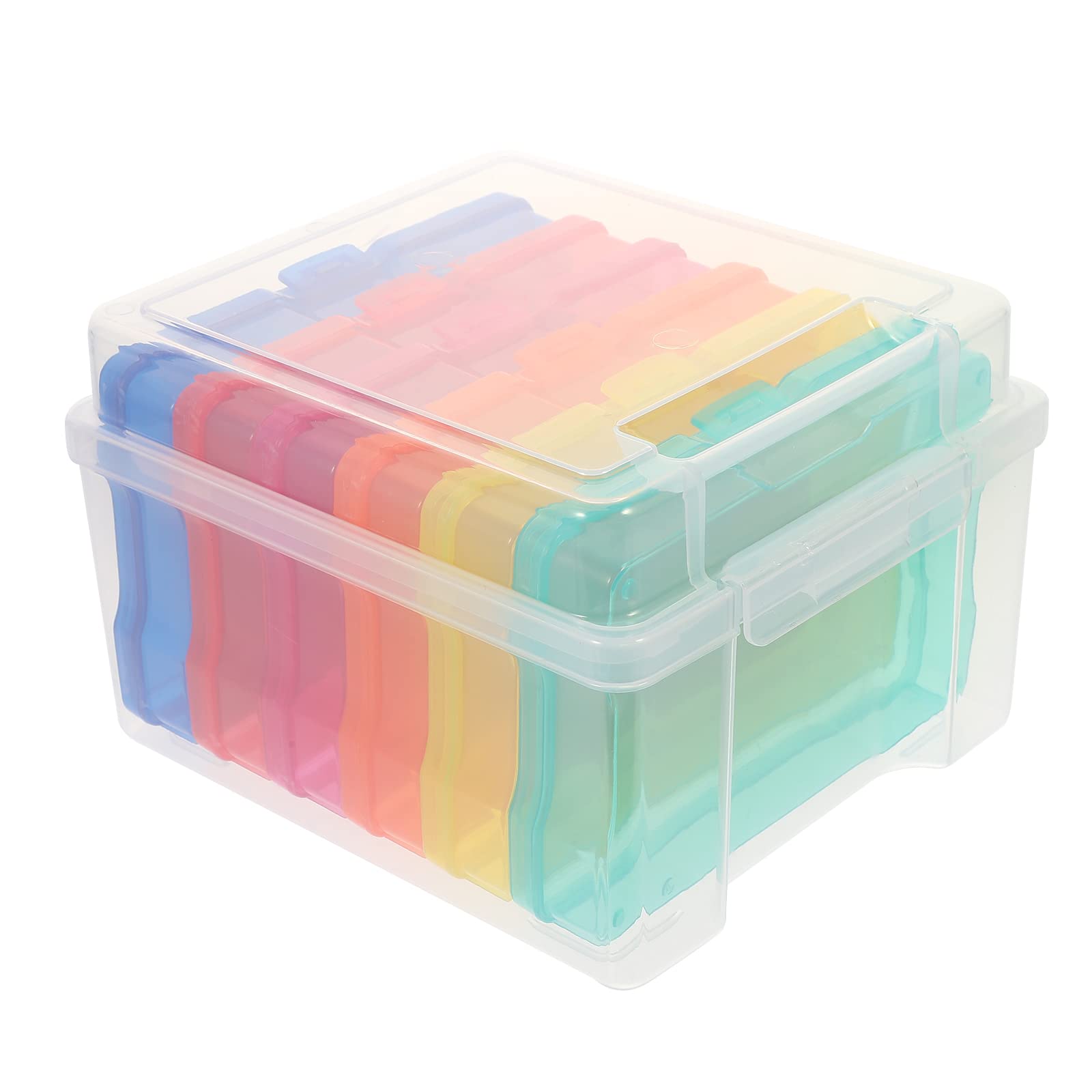 Abaodam Scatola Fotografica Multifunzionale in Plastica Colorata 4x6 Pollici Scomparti per Archivio Foto e Carte, Contenitore Porta Carte per Casa e Ufficio, Organizer Pratico