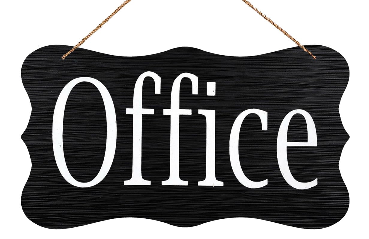 Office Wood Business Wooden Sign - 12X6 Inch Hanging Wall Art, Rustic Home Kitchen Decor