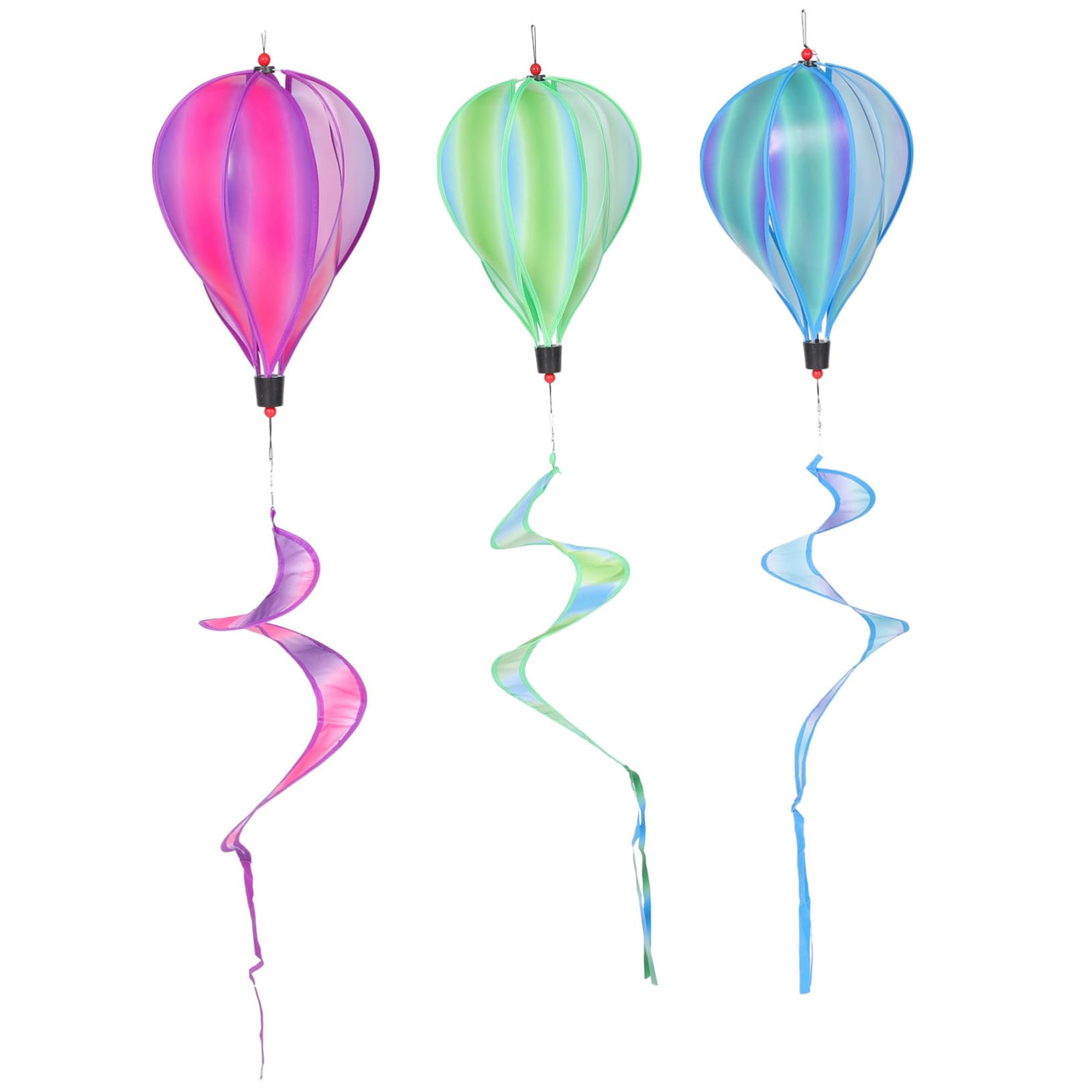 VANZACK 3pcs Hot Air Balloon Wind Spinners Striped Balloon Hanging Garden Decor Windmill Ornaments for Parties Patio Decoration