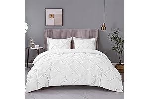 ASHLEYRIVER Pintuck Pintuck Duvet Cover Set - Three-Piece Microfiber 100% & Queen...