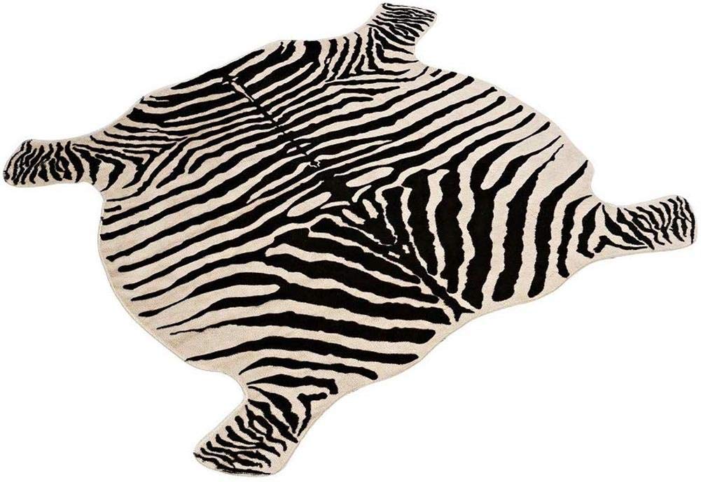 Zebra Rug Faux Zebra Print Area Rug Animal Hide Mat/Carpets for Living Room Yellowish Cream 4x4.6 Feet