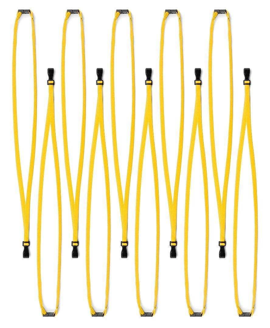 Lanyards Tomorrow Girls Yellow Pack Of 50 Breakaway Lanyards With Plastic J-Hook Clips Plain Coloured - By Lanyardstomorrow Neck Strap For Key Name Tag Badge Pass Card Holders Bulk Lanyard Id Supplies