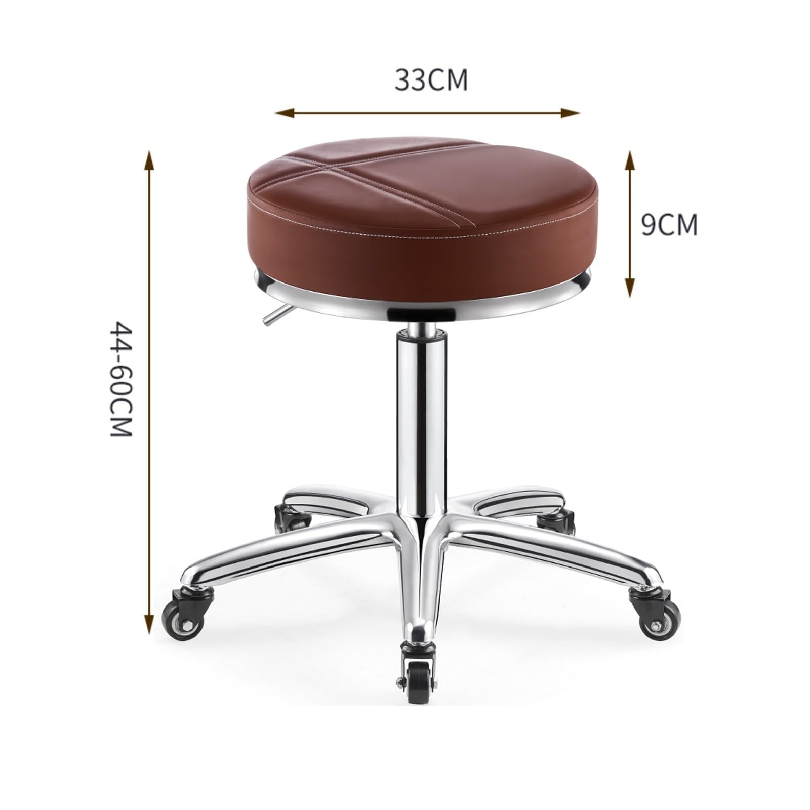 Drehhocker 360° drehbar Labor-Werkstattstuhl mit Chromsockel höhenverstellbar 9 x 33 x 60 cm
