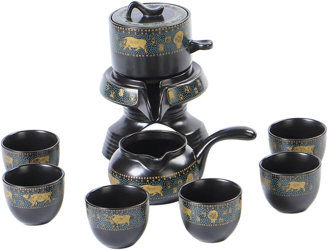 Ceramic Tea Pot Chinese Kung Fu Tea Set Semi-automatic Heat Resistant Teapot with Cups Office Home Use