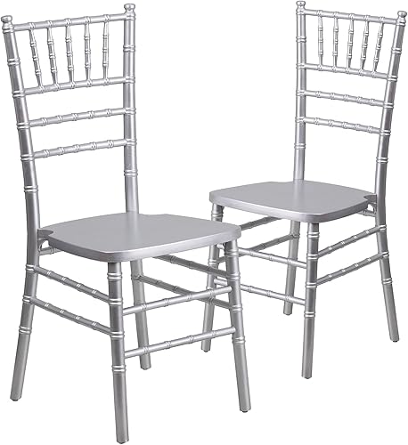 Miniatura 64 de Flash Furniture Silla Chiavari de madera plateada de la serie HERCULES