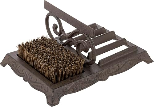 MyGift Rascador de zapatos de hierro fundido resistente, cepillo limpiador de suciedad de botas en ángulo negro rústico vintage (fundido resistente)