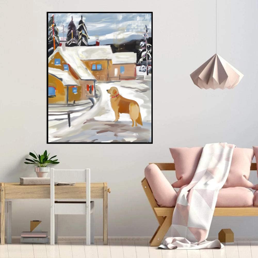 DIY Paint by Number for Adults Beginner Golden Retriever Dog Paint by Number on Canvas DIY Oil Painting for Gift Home Wall Decor 16x20inch(40x50cm) Frameless