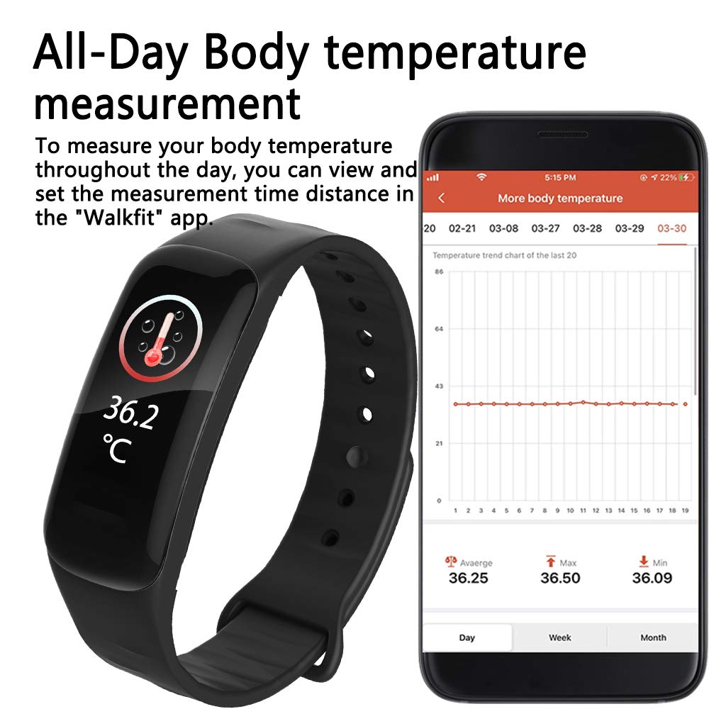Fitness Tracker Smart Watch With Body Temperature Heart Rate Blood
