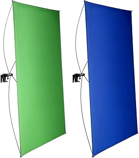 Neewer 2-en-1 90x180CM Écran de Fond Portable Chromakey Bleu Vert avec 4 Tiges Flexibles, Support, Sac de Transport pour Diffusion en Direct, Studio Vidéos TikTok Youtube Gaming (Trépied Non Inclus)