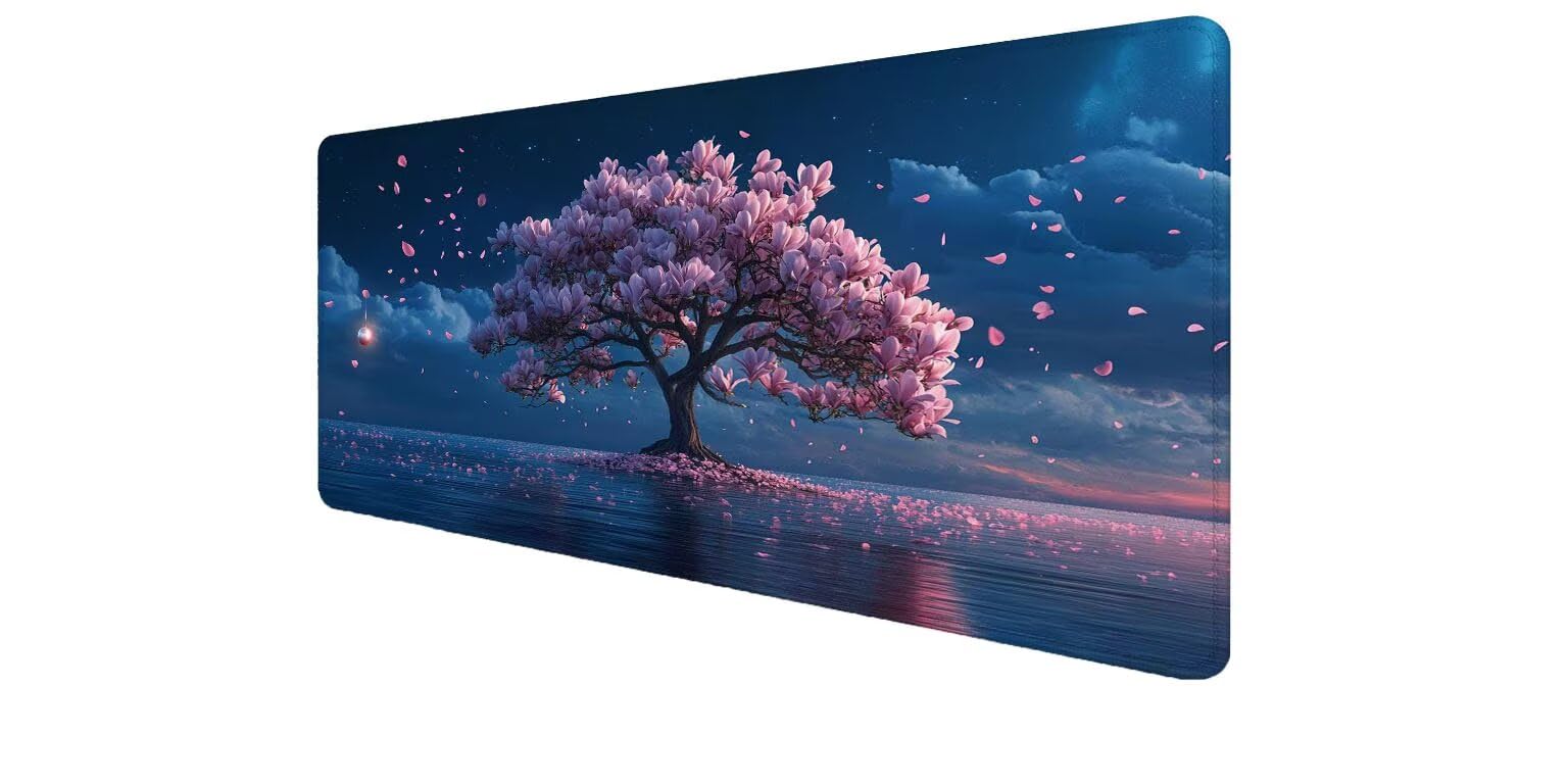 Tapis de souris XXL gaming magnolia 900x400x3mm hydrofuge et antidérapant pour bureau PC Lac D1-683 - 8