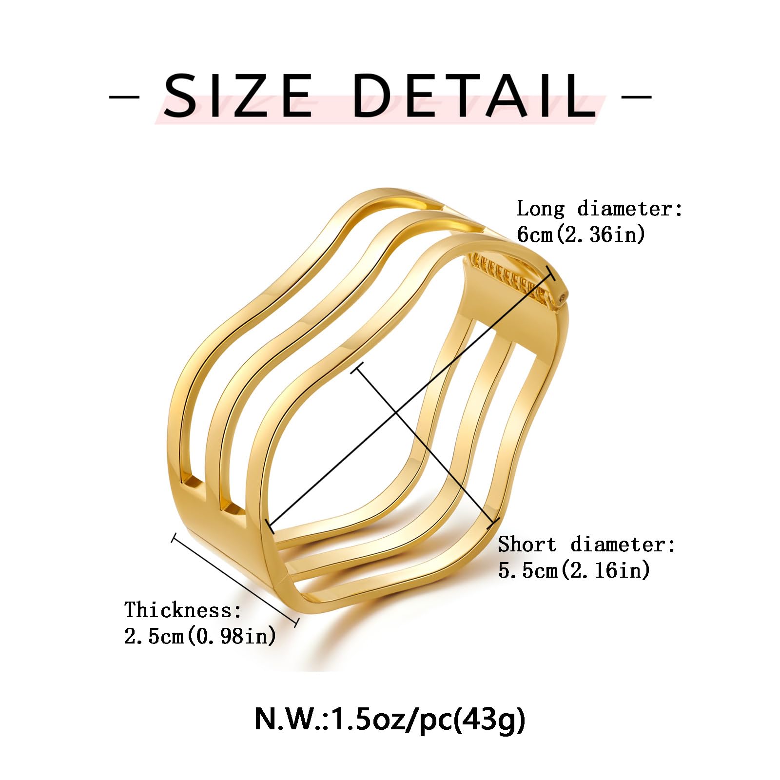 XYNSNDB Klobige goldene Armreifen für Frauen, Dicke, breite Klappmanschette, Vintage-Statement-Armband, gedrehtes, gehämmertes Handgelenk