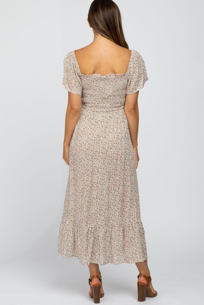 PinkBlush Floral Smocked Maternity Maxi Dress