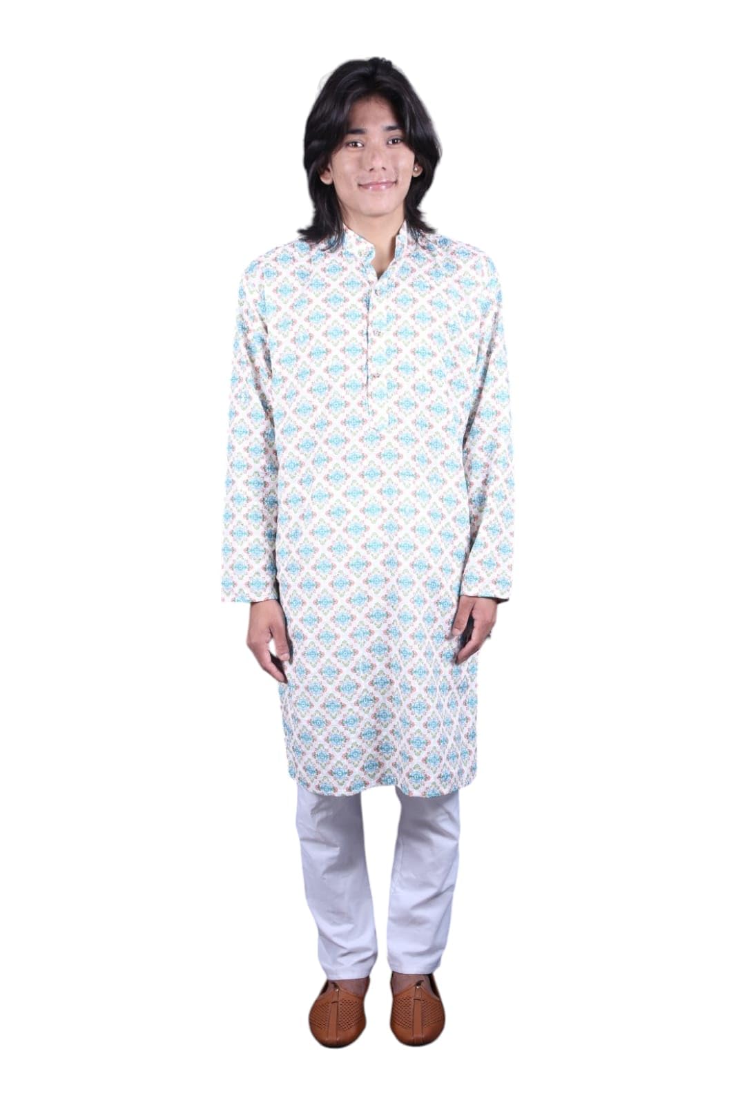 Men's Long Sleeve Printed Kurta With Pajama Set-image-37