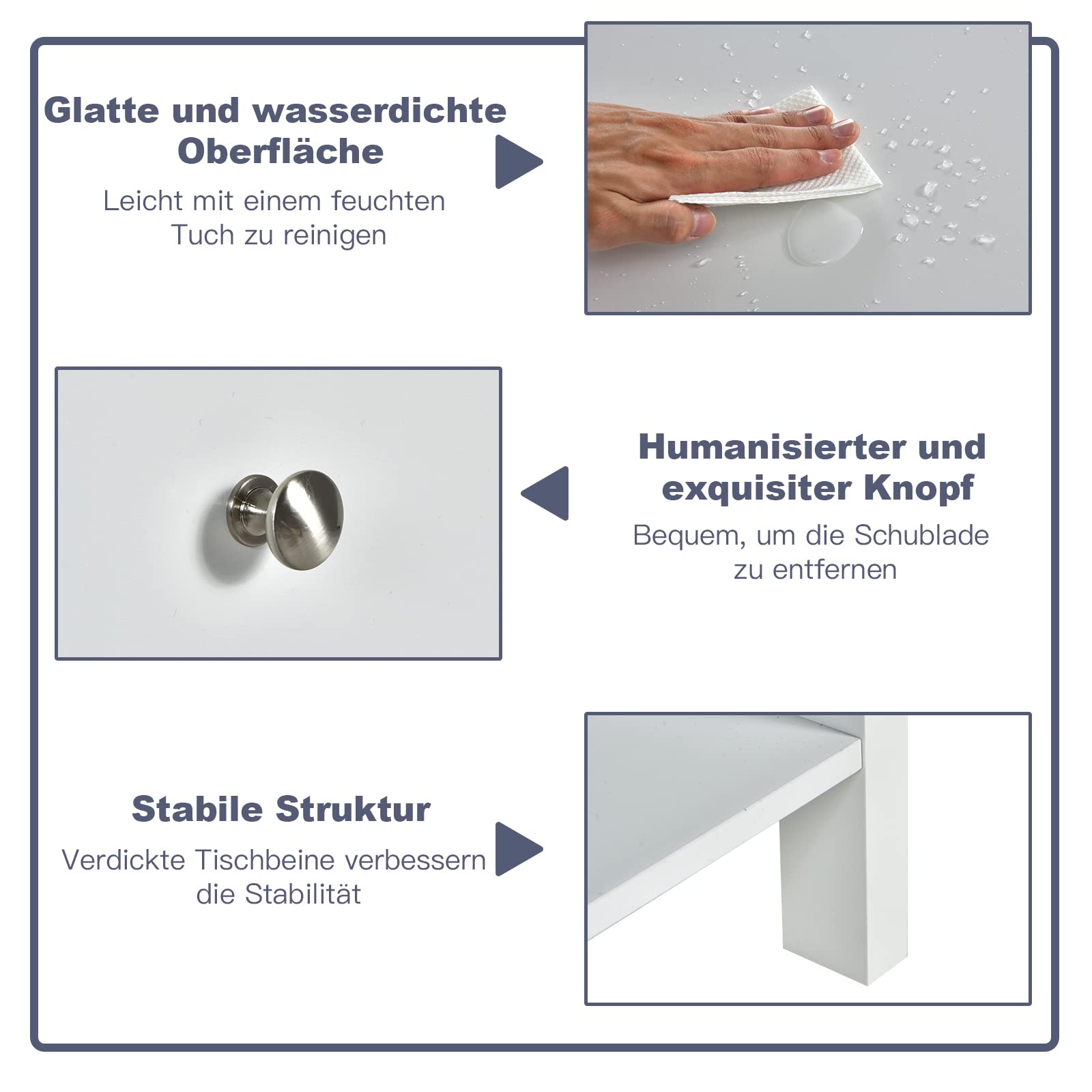 COSTWAY Nachttisch Mit Schublade & Regal – Kompakter Beistelltisch Weiß, 48x40x58 Cm