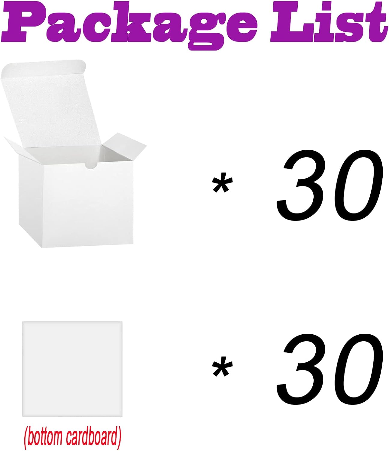 Bonfasvo Gift Boxes 30 Pack 4x4x4 inches White Fold Kraft Paper Boxes Bridesmaids Proposal Box Cupcake Boxes Easy Assemble Boxes with Lids for Wedding Birthday Party Christmas - Image 5