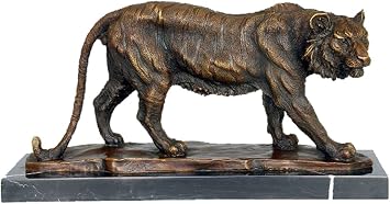Bronze Statues Animal Sculptures Tiger Figurine Marble Base Garden Statue TPAL-215
