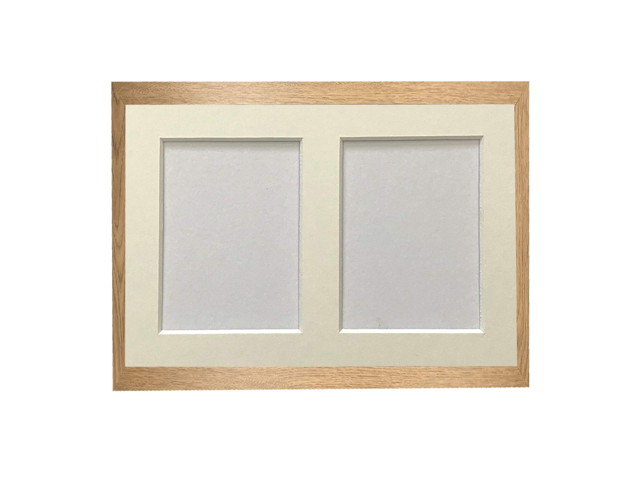 Frames By Post Oak Frame And Ivory Multi Mount H7 Oak Picture Photo Frame With Ivory 4 X 3 Inch Two Aperture Mount