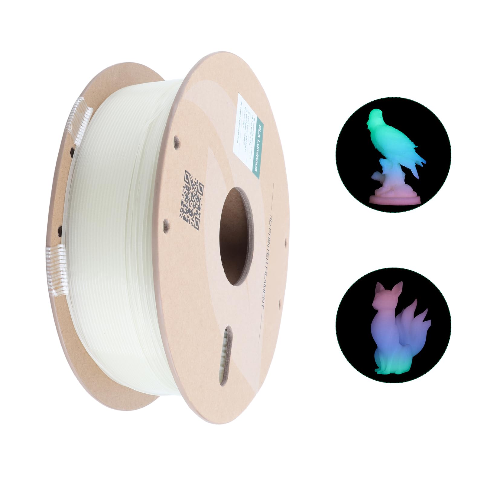 Filamento PLA Bright para Impresora 3D con Función que Brilla en la Oscuridad para Impresiones Exitosas de Alta Velocidad, Compatible con Artillery Anyc - Carrete de 1 Kg Entusiastas del