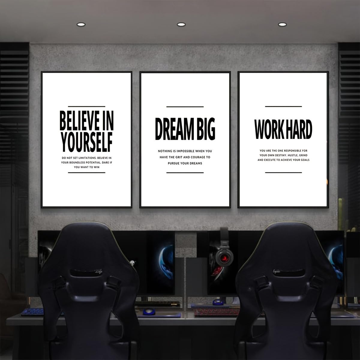 GLWDME Juego de 3 piezas de arte motivacional para pared, 40 x 50 cm, pintura en lienzo con citas duras, póster de afirmaciones positivas e impresiones, imagen de pared para sala de estar, dormitorio