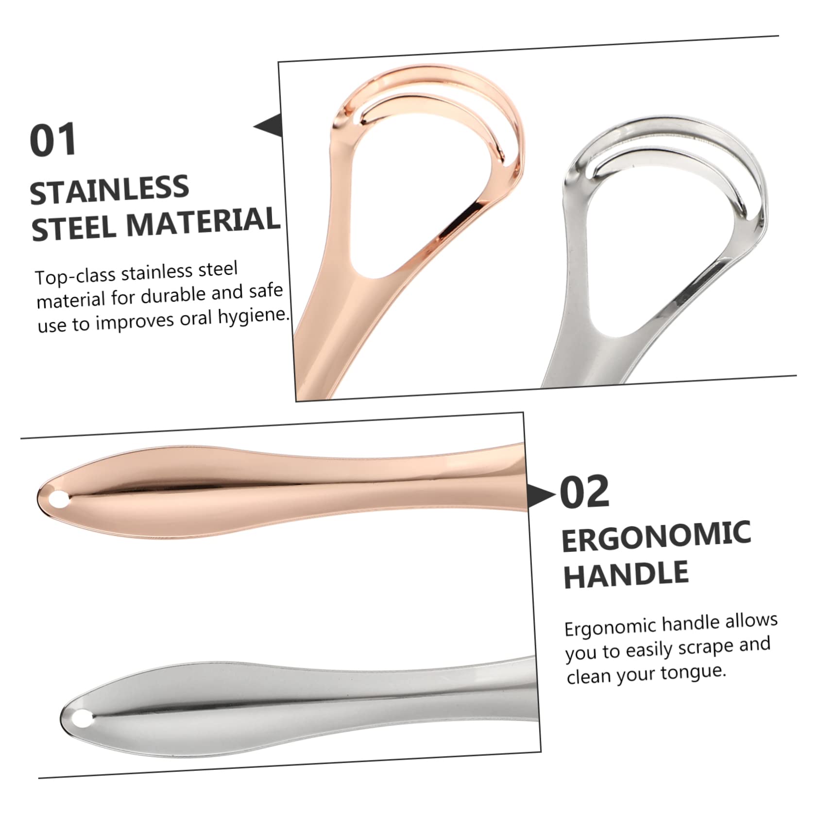 WOFASHPURET Scrapers for Adults 2pcs Double Layer Stainless Steel for Fresh Breath