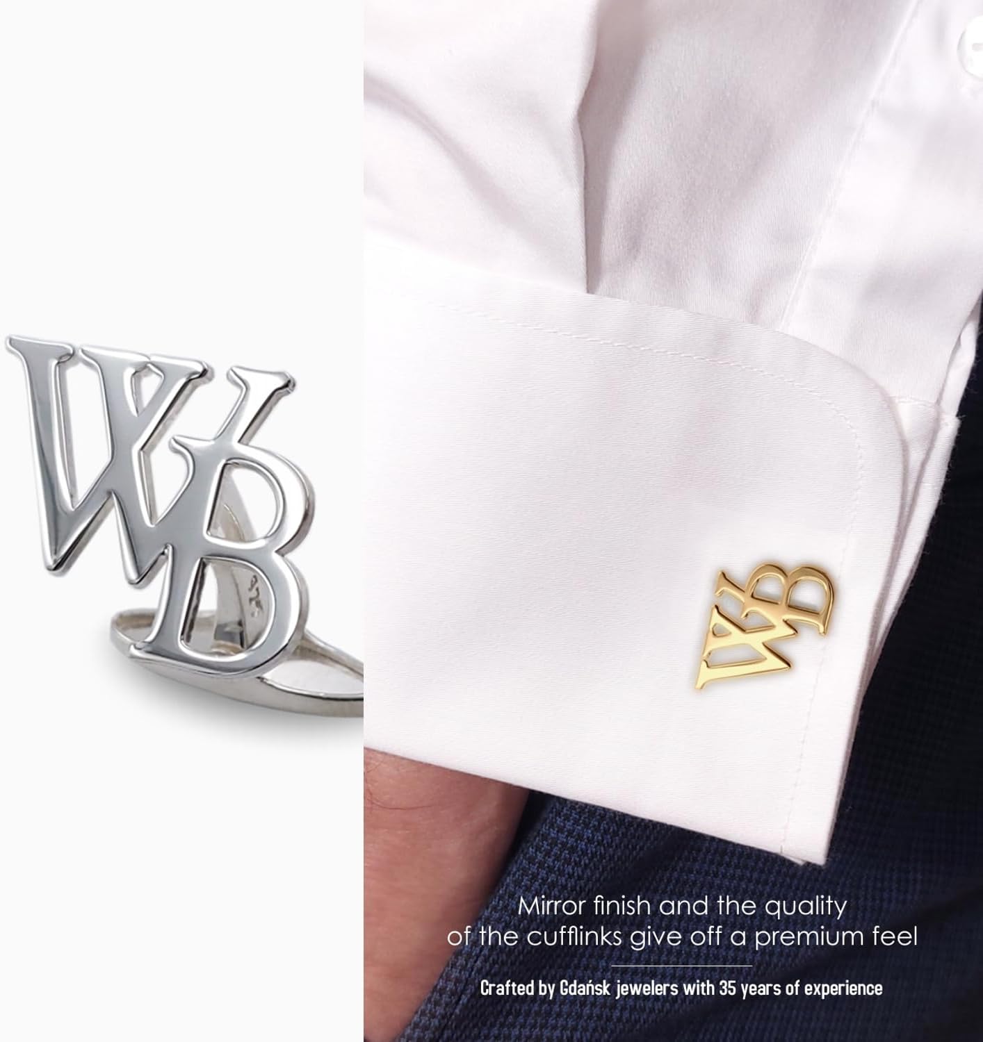 Gold Initial Cufflinks for Men - Custom Engraved Cuff links - A-Z Alphabet Letter Cufflinks - Gift for Men Dad Birthday Wedding Groom Groomsmen Anniversary