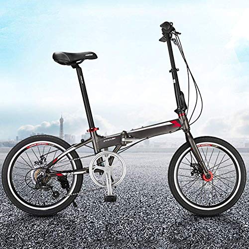D&XQX 20-Zoll-Folding Geschwindigkeit Fahrrad, Erwachsener Folding Fahrrad Frauen Student Single Speed Variable Speed Stoßdämpfer Fahrrad-beweglicher Commuter Car,Grau – Bild 8
