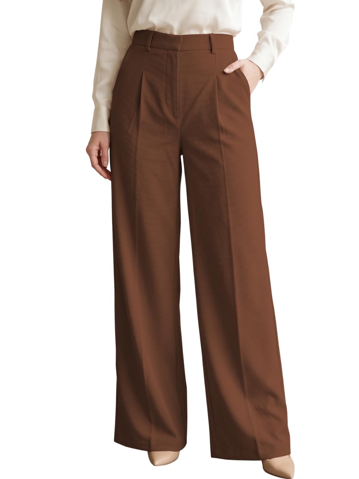 GRECIILOOKS Pantalones de cintura alta acampanados estilo coreano para mujer, pantalones formales para mujer, ropa de oficina, pantalones elegantes para eventos universitarios (disponible en tallas