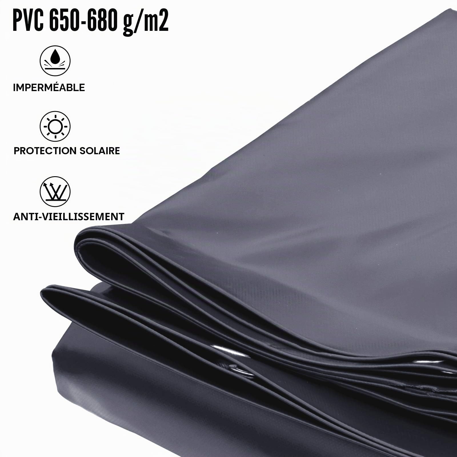 VEVOR Bâche à Bulle Piscine Hivernage, Anthracite en PVC 650-680 g/m² Couverture Solaire Piscine Rectangulaire, 4 x 7 m Maille Serrée pour Piscines dans la Maison, Le Jardin, l'Hôtel, l'Ingénierie