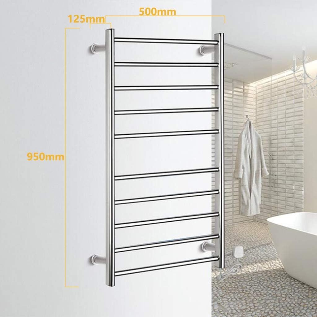 132w Electric Heating Towel Rack 950 500 125mm Plug-in Heating American Style Bathroom Drying Rack Hand-Mirror Polished Stainless Steel Rack