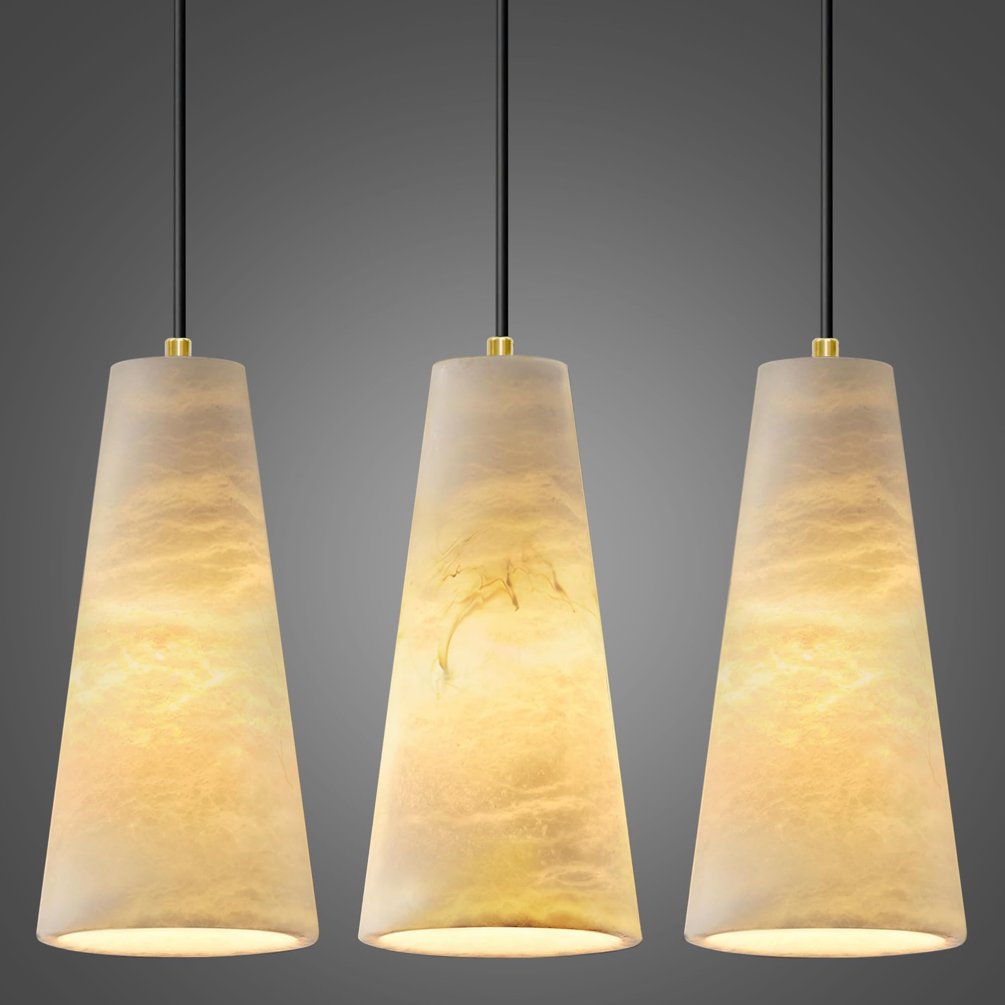 Photo 1 of Espird Pendant Lights Kitchen Island 3 Pack, Gold Alabaster Textured Chandelier, Modern Pendant Lights for Bedroom Bathroom Dining Room Table Living Room Hallway
