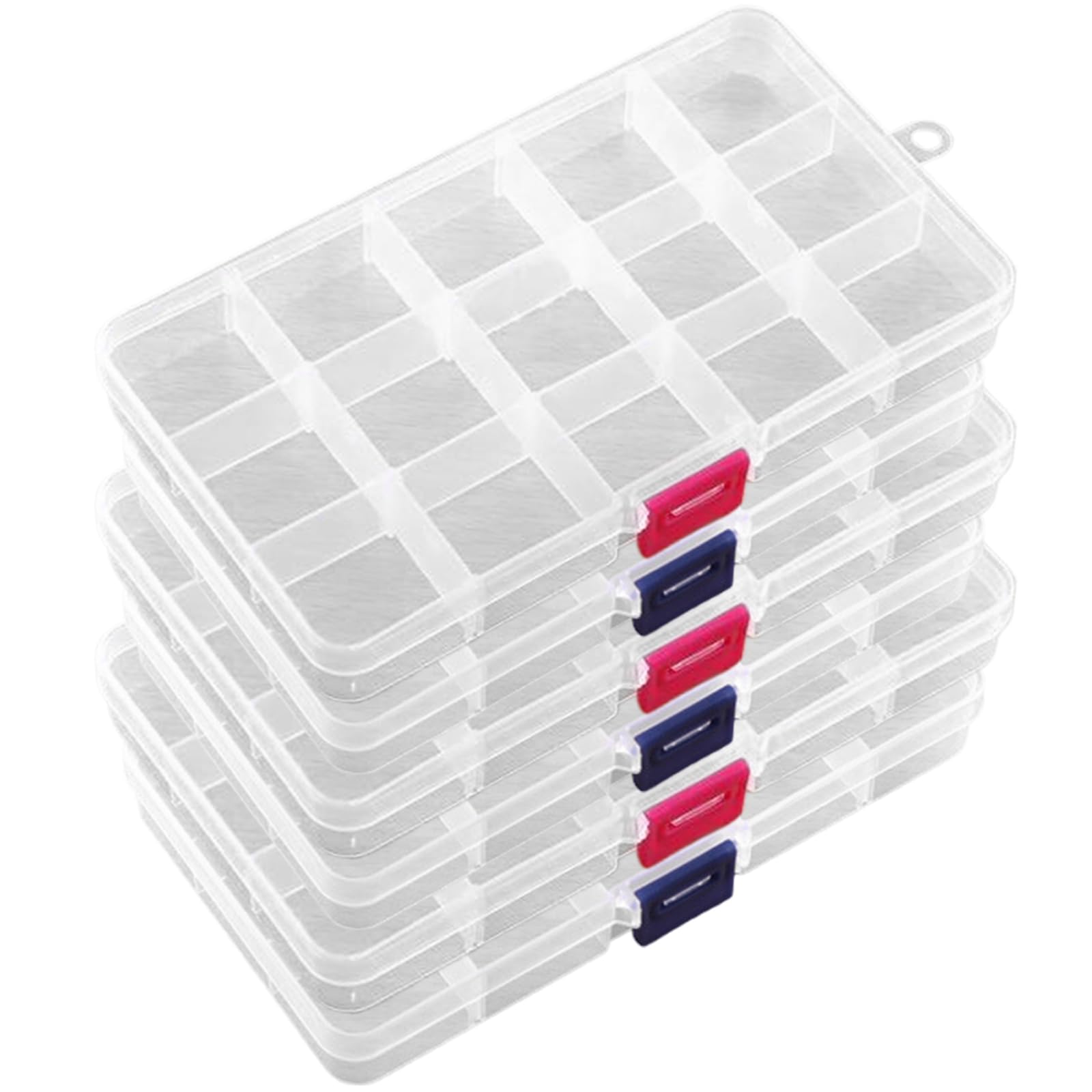 Tsawntd 6PCS Bead Organizer, 15 Grid Clear Plastic Organizer Box with Adjustable Dividers, Waterproof Dustproof Bead Storage Containers for Jewelry, Beads, Screws, Tackle Box Plastic
