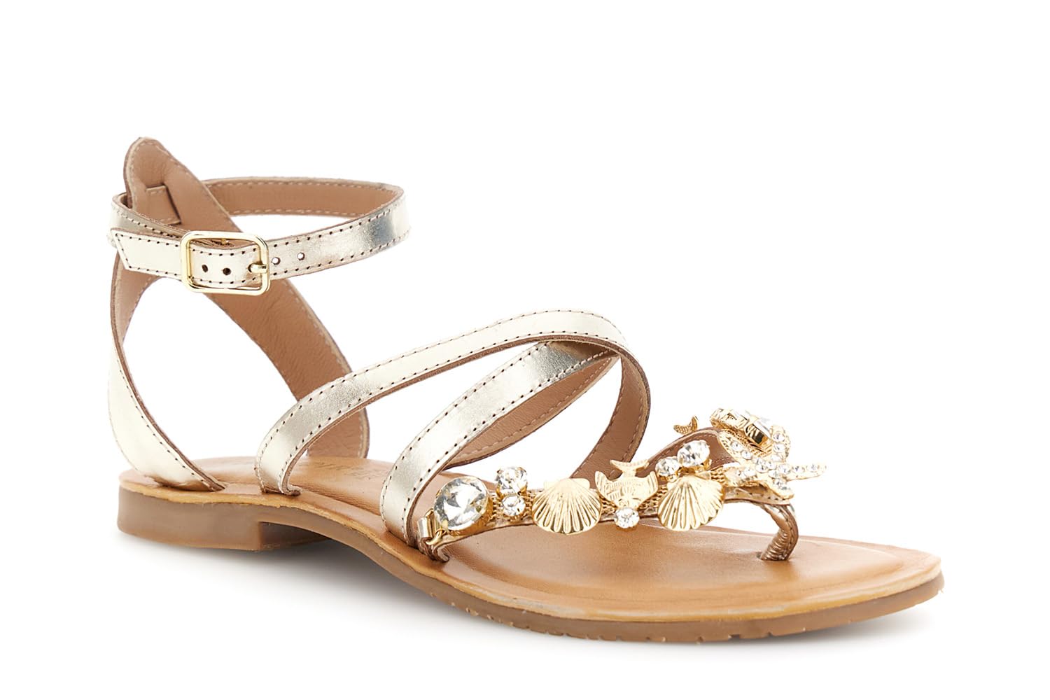 CAFèNOIR - Sandali Infradito Flat In Pelle E Accessorio Gioiello, Da Donna