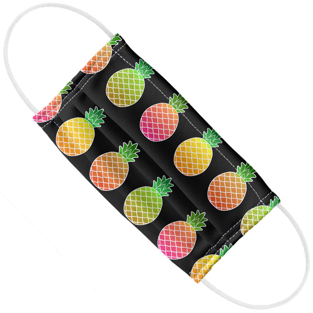 Colorful Pineapples Pattern 1-Ply Reusable Face Mask Covering with Adjustable Nose Wire, Unisex
